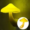 Mini Pretty Magic Mushroom-Shaped Energy Saving Sensor LED Romantic Night Light with Plug Yellow with sensor led