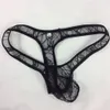 Męskie Sexy Thong Black Spider Net Lace Fashal Panties G8039 Front Etui Thong Cheeky Back Bielizna