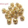 100st Lot Alloy Crystal Pärlor 8mm 10mm Gold Silver Round Pave Disco Ball Beads Rhinestone Crystal Spacer Pärlor för DIY -smycken FI274I