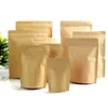 100 adet / grup-13x18.5 + 4 cm Kraft kağıt stand up çanta için çay tozu fındık kurutulmuş gıda ambalajı