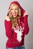 Women's New Style Long Sleeved T-shirt Deer Printed Womens Hooded Sweater Auntumn Spring and Winter
