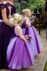 New 2018 Pretty Purple Flower Girl Dresses Floor Length Ball Gown Child Girl Wedding Dresses Girls Christmas Party Gowns