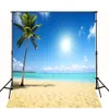 10x10ft Spiaggia tropicale Sfondo a tema Vinile Cielo blu Nuvole bianche Paesaggio naturale Vacanze estive Fotografia di matrimonio Sfondi per studio