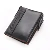 high quality fashion short coin purse super slim brown black business style double zipper men designer cowhide genuine leather wal279F