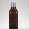 Wholesale-30pcs-200ml بأكسيد الألومنيوم الصحافة برغي كاب زجاجة، حاوية مستحضرات التجميل البلاستيكية العنبر، تعبئة المصل فارغة، زجاجة شامبو