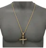 Plaqué or personnalité épissage clou croix pendentif collier américain étoile populaire porter Hip Hop bijoux pour hommes femmes cadeau