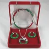 Encantador Green Jade Dragon Phoenix Pendants Pendants Collar Pulsero Juego