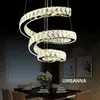 Lâmpadas LED Pingente de Cristal Moderna Regulável Espiral Luzes Pingente Luminária 3 Cores Dimming Lâmpada Pendurada Cafés Hotel Villa Casa Iluminação Interior