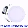 Ultra tunn LED-panel Downlight 3W 6W 9W 12W 15W 18W 25W Rund LED-tak Inbyggd ljus AC85-265V