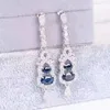 Luxe Sapphire Drop Earrings Natural Sapphire Gemstone Dangle Solid 925 Silver Edelsteen Oorbellen voor Woman Silver Sapphire Sieraden