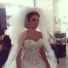 Nuovo Bling Bling Argento Che Borda Top Abito da Sposa 2021 Scollo a Cuore Abito di Sfera Tulle Abiti da Sposa Robe De Soiree