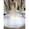 Sexy Mermaid Wedding Dresses Spring Berta Sheer Neck Lace Applique Tulle Backless Chapel Train Wedding Bridal Gowns Real Image Vestidos