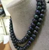 потрясающие 17 + 18 дюймов 11-12 мм барокко павлин синий жемчужное ожерелье