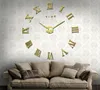 Vardagsrum DIY Stor kvarts akryl Spegel Väggklocka 3D Romerska Numeral Design och Fashion Art Home Decor Wall Stickers Klockor