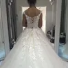 Vintage sukienka ślubna berta ukochana tiulowy koronkowy aplikacja rękaw 3D kwiaty kwiatowe kaplicy pociąg ślubny ślubne suknie ślubne