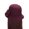 Höst vinter faux ull kvinnor topp hattar mode damer bucket hattar med bowknot prinsessa hatt kvinnlig dome cap gh-37