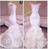 2K17 White Elegant Cap Sleeves Mermaid Prom Dresses Illusion Back Puffy Skirts Long Evening Dresses Arabic Celebrity Formal Party Wear