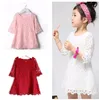 Girls Lace Dresses 2017 Summer Autumn Style Floral Baby Kids Girls Three-quarter Sleeves Straight Dress Children Clothing Cheap Wholesale