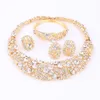 Women Gold Plated Boho Crystal Jewelry Set With Necklace Earrings Bracelet Ring Direct Selling Statement For Party Wedding Jewellry Sets