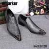 Grey Shinning Rhinestones Men 's Dress Shoes 정품 가죽 지적 금속 발가락 파티 POP 신발 남자, EU38-46!