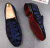 Luxe mode hommes strass fête chaussures de mariage hommes mocassins décontractés Style italien fumer pantoufle hommes Derby chaussures habillées