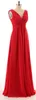 Empire V-neck Beautiful Long Bridesmaid Dresses Red Chiffon Bridesmaid Gown with Ruching Detail Floor-Length