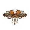 Antieke Bronzen Barrettes Gemstone Butterfly Haar Sieraden Rhinestone Strik Haar Clips Dame Top Haarspelden Dames Hoofddeksels Tiaras Groothandel