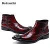 2018 New Rock Japonês tyle Moda Homens Botas zapatos de hombre Apontou Toe Vinho Tinto de Luxo Homens Vestido Botas Sapatos de Couro, tamanho Grande 38-46