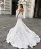 Underbara sjöjungfru spetsbröllopsklänningar med Cape Sheer Plunging Neck Bohemian Wedding Gown Appliced ​​Plus Size Brud Vestidos de N265Z