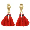 idealway 6 Colors Bohemian Fashion Gold Plated Thread Tassel Chain Dangle Long Earrings For Women Jewelry