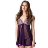 2017 Estate Sexy Profondo Scollo A V Cinghia Camicia Da Notte Delle Donne Lingerie Slik Gonna Lady Pizzo Pigiama di Raso Plus Size Indumenti Da Notte 218R