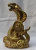 China Chinese Brass Folk Fengshui Fu Rich Wealth Zodiac Year Eye Snake Statue217k