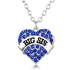 Gratis frakt Säljer Big Sis Little Sis Peach Heart Diamond Pendant Halsband WFN031 (med kedja) Blanda Beställ 20 stycken Mycket