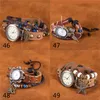 orden mezclada 50 unids / lote 1 unid / modelo pu cuero steampunk pulseras infinito creer amor reloj encantos de cuero pulseras para mujeres niñas # BA161