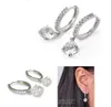 18K Gold Silver Plated Crystal Clip på örhängen för kvinnor Rhinestone Diamond Zircon örhängen Brudsmycken dingle Circle Hoop Ear9877106