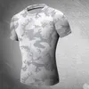 Avcılık Kamuflaj Sıkı T-Shirt Erkekler Spor Giyim Sıkıştırma Ordu Taktik Savaş Gömlek Camo Sıkıştırma Spor Erkekler Açık Spor Giyim