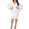 Casual Jurken Mode Zwarte Vrouwen Jurk Dames Batwing Mouw V-hals Cape Bodycon Bandage Midi Party Vestidos Plus Size L-3XL