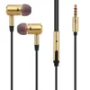 Freeshipping Detachable In-Ear Earphone 3.5mm Stereo with Mic Metal Housing for iPhone Sasmung Phones Gold Silver Colors