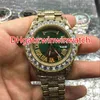 Enorma diamanter Bezel Wrist Watch 43mm Hip Hop Rappers Full Iced Out Gold Case Automatiska klockor 205A