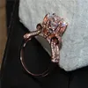 贅沢100％サイロド925シルバーローズゴールドリングジュエリーフラワークラウンデザインダイヤモンドレベル宝石リング婚約の結婚指輪