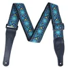 Jacquard Nylon Bass Guitar Strap Double couche 25 mm avec extrémités en cuir Blue2824160