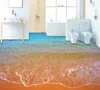 Top Praia Estilo Europeu 3D clássico ondas chão do banheiro 3D pintar papel de parede para o banheiro à prova d'água
