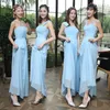 Country Bridesmaid Dresses Chiffon Long Bridesmaid Dress European Style Lace-up Back In Stock Blue,Light Purple,Light Yellow,Pink Cheap