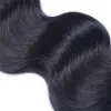 Brazilian Body Wave Virgin Hair Weaves med 4x4 spetsstängning Obearbetad Remy Human Hair Weaves Dubbelväft Natursvart Färg 4st/lot