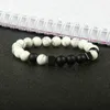 Mens smycken Hela 10st Lot 8mm Quality Matte Agate White Howlite Marble Stone Square Pärlagade armband för Men235X