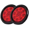 4 inch Round Red 12 LED Stop Turn Tail Light Flush Mount Truck Trailer, Plug for Truck Trailer DC 12V