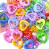 250Pcs Colorful Acrylic Plastic Heart Charm Pendant For Jewelry Making, Findings Bracelet Necklace DIY Accessories 15x19mm