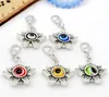 100pcs/lot Vintage Evil Eye Flower Charms lobster Clasp Dangle Pendant for Jewelry Making Diy 33x19mm