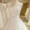 100% reale Pictures A-line Appliques in rilievo abito da sposa puro paletta cinghia in rilievo l'abito nuziale Tie up per le donne