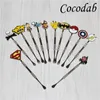 100 pcs Cera de fumar Dabbers Dabbing ferramenta com adesivos de moda 120mm vidro dabber ferramenta ferramenta de limpeza de tubos de aço inoxidável